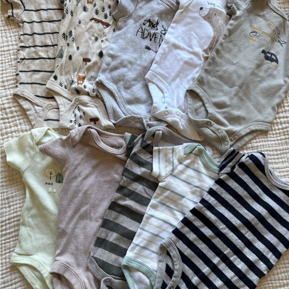 Carter's Assorted Bodysuits - Gray, White, Cream, Black